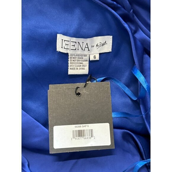 Ieena for MAC DUGGAL One Shoulder Bishop Sleeve Gown Sapphire Womens Size 6 - Picture 9 of 9